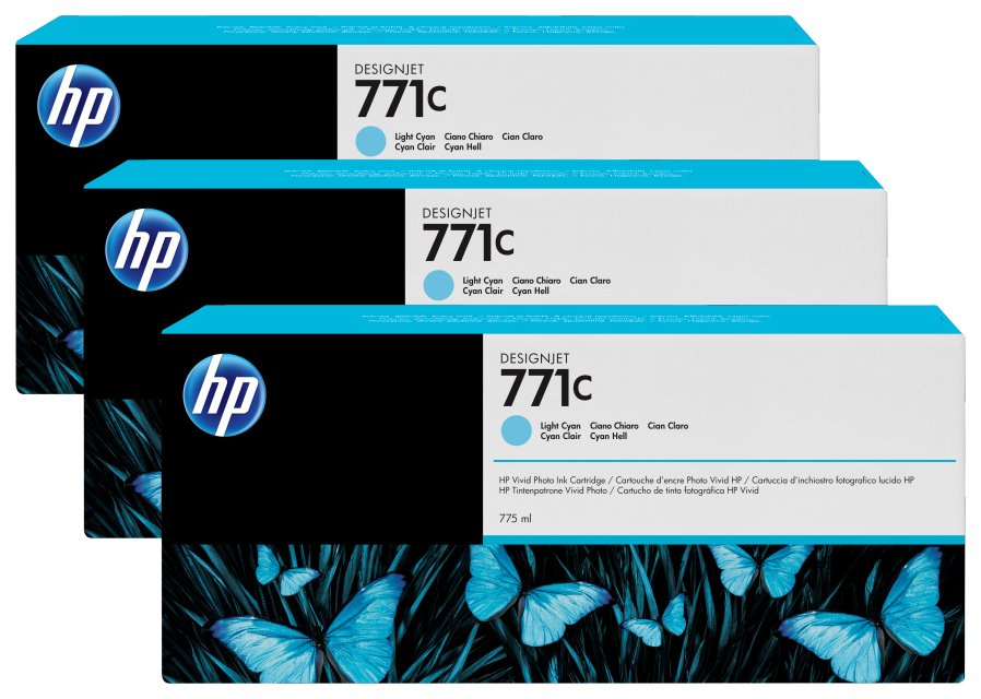 HP B6Y36A HP 771C original Ink cartridge B6Y36A light cyan standard capacity 3 x 775ml 3-p, 887111301291