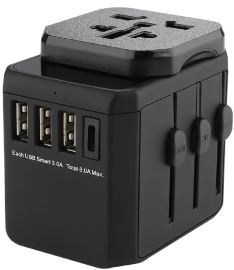 MicroConnect MC-TRAVELADAPTER3 World Travel Adapter, 3 USB A, ports and 1 USB-C port, with, 5715063070567