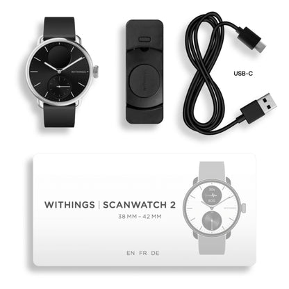 Withings HWA10-MODEL 1-ALL-INT Withings Scanwatch 2, 38mm Black, 3700546708275
