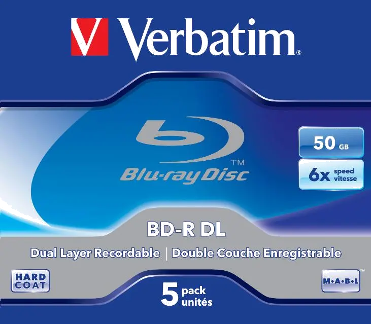 Verbatim 43748 BD-R dual layer 6X, 50GB, White-blue surface hard coat, 02394243748