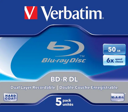 Verbatim 43748 BD-R dual layer 6X, 50GB, White-blue surface hard coat, 02394243748