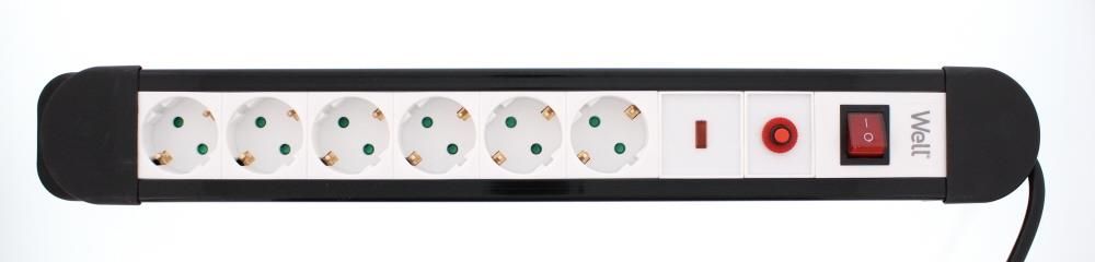 WELL EXTS-6S3M-PROT/02-WL Cablu prelungitor cu 6 prize + intrerupator + protectie tensiune, 3m, 5948636020830