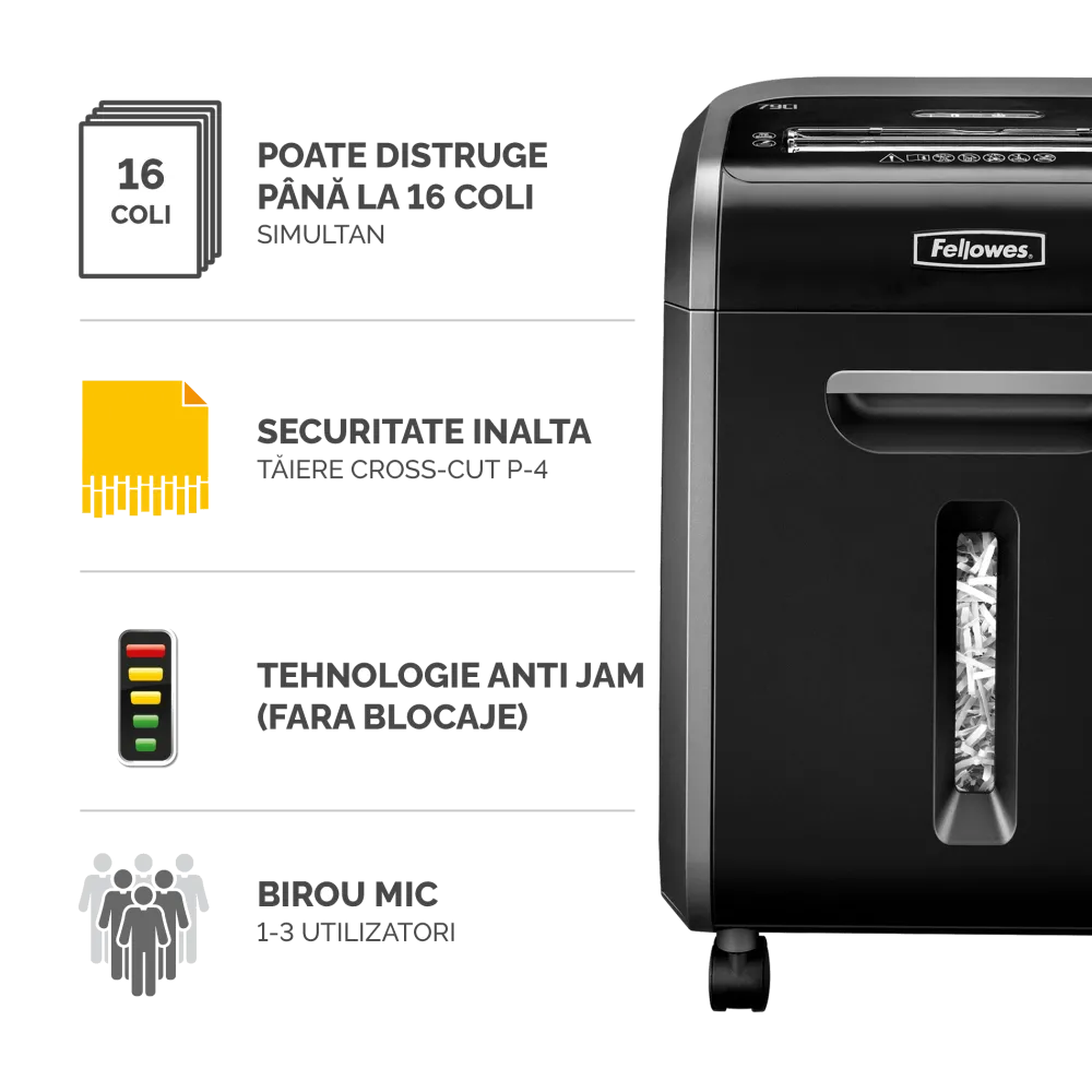 Fellowes 4679004 Powershred 79Ci distrugator documente in particule 14 coli, P-4, 50043859629027