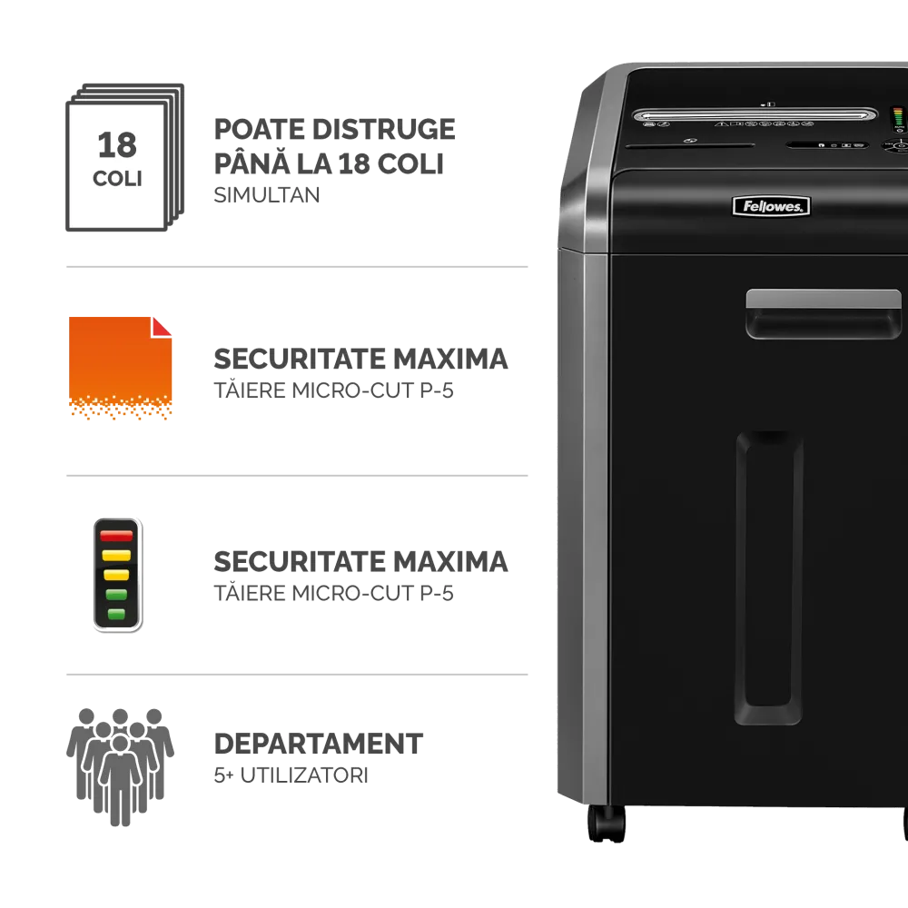 Fellowes 4620101 Powershred 225Mi distrugator documente, taiere in microparticule, 16 coli, 43859642724