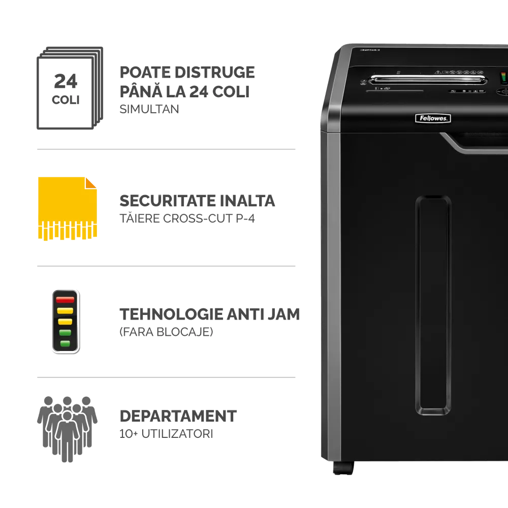 Fellowes 4632001 Powershred 325Ci Distrugator de documente in particule 22-24 coli, 50043859643702 043859643707