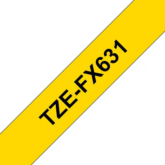 Brother TZE-FX631 Brother Banda laminata flexibila TZe-FX631 12mm 8m negru pe galben 4977766691772
