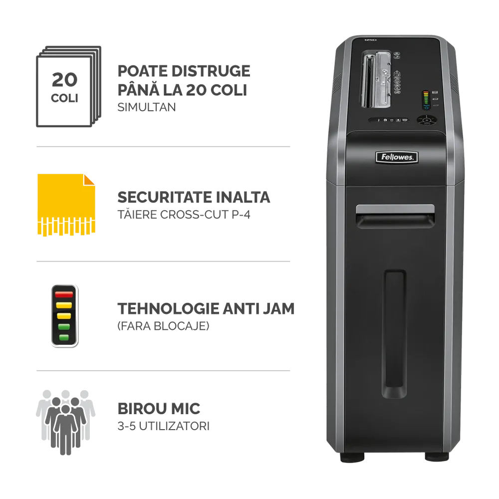 Fellowes 4612002 Powershred 125Ci Cross-Cut Shredder distrugator documente 18 coli, 43859628032 50043859628037