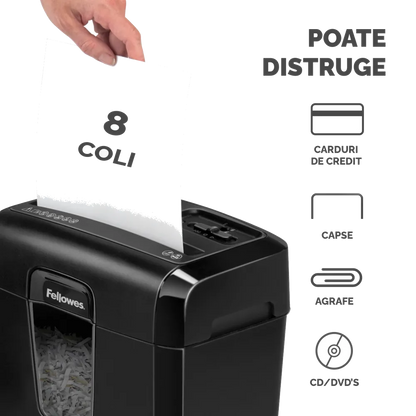 Fellowes 4692101 Powershred 8Cd, distrugator documente in particule, 8 coli, P-4, CD/DVD, 50043859724678 043859724673