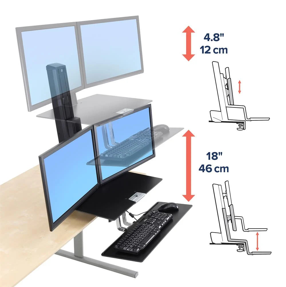 Ergotron 33-349-200 WorkFit-S, Dual Monitor with Worksurface+, 698833022186 69883302186