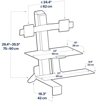 Ergotron 33-349-200 WorkFit-S, Dual Monitor with Worksurface+, 698833022186 69883302186