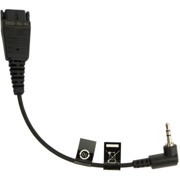 Jabra 8800-00-46 QD Cord to 2,5mm pin plug, angulate, 15cm for Cisco SPA 502G, Panasonic, 5706991001792 706487015895