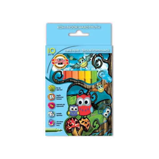 Koh-I-Noor K1012-10 Carioci set 10 culori, cutie carton (Owls), 8593539271772 8593539271741