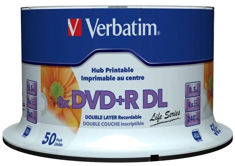 Verbatim 97693 Set 50 buc, DVD+R Double Layer 8X 8.5GB Matt Silver Printabl, 02394297693 023942976936