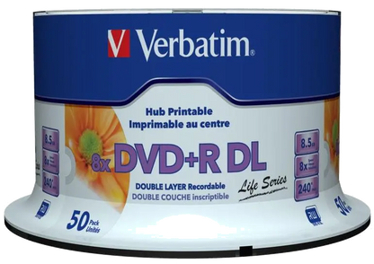 Verbatim 97693 Set 50 buc, DVD+R Double Layer 8X 8.5GB Matt Silver Printabl, 02394297693 023942976936