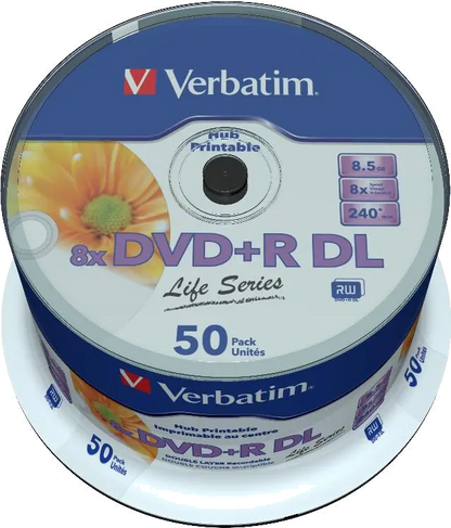 Verbatim 97693 Set 50 buc, DVD+R Double Layer 8X 8.5GB Matt Silver Printabl, 02394297693 023942976936