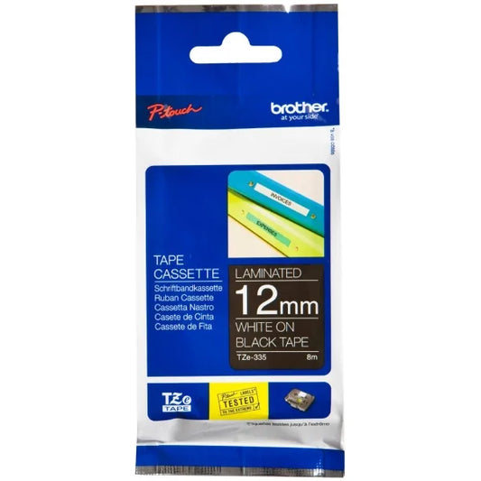 Brother TZE335 Brother Banda laminata TZe-335 12mm 8m alb pe negru 4977766685733