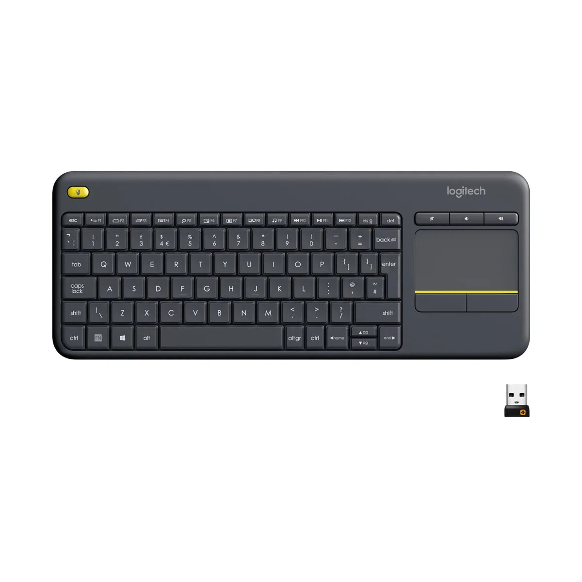 Logitech 920-007145 Logitech K400 Plus Tastatura Wireless cu touch pad inclus US International layout, Black 5099206059429