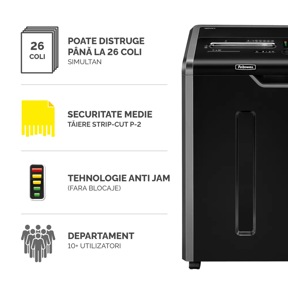 Fellowes 4633001 Powershred 325i, distrugator de documente in fasii 24-26 coli, 43859643738