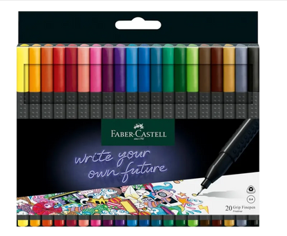 Faber-Castell 151620 Set 20 linere Grip 0.4mm forma ergonomica triunghi, 4005401516200