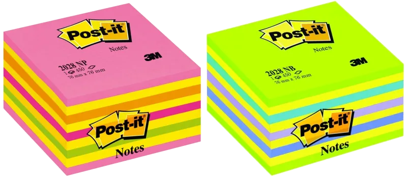 3M NOT072 Post-it NEON cub notes adeziv 76x76mm, 450 file/set mix culori neon, 401895872815 4001895871368 4001895872815