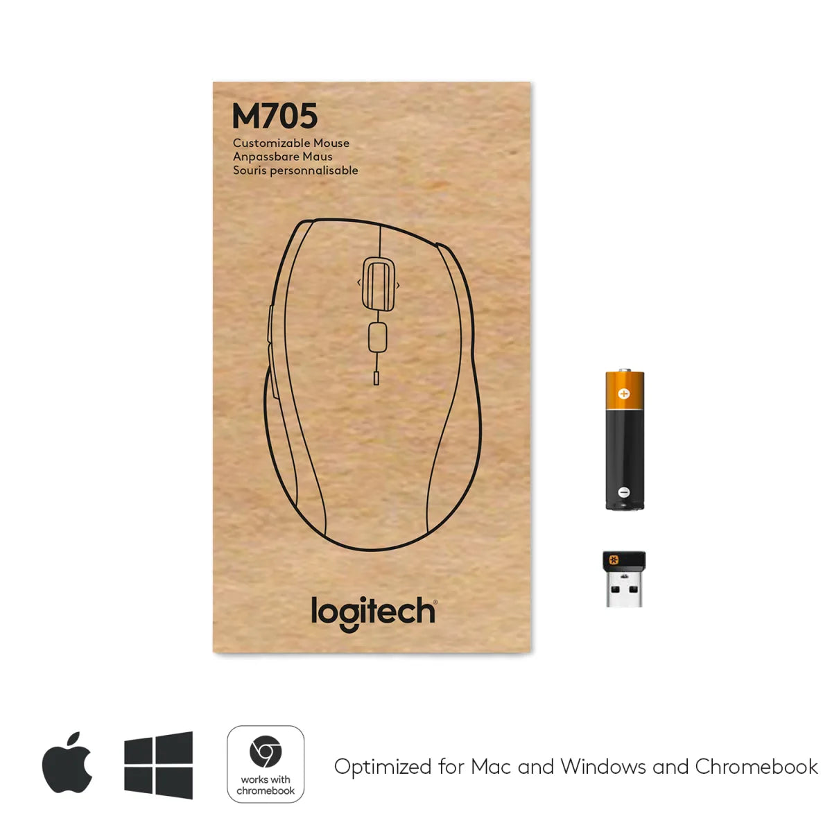 Logitech 910-006034 Logitech M705 Marathon Wireless Mouse, Laser 1000dpi, USB, Black 5099206093065