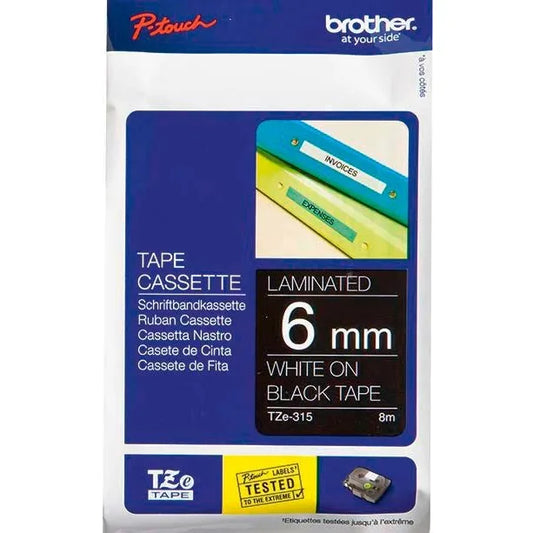Brother TZE315 Brother Banda laminata TZe-315 6mm 8m alb pe negru 4977766685634