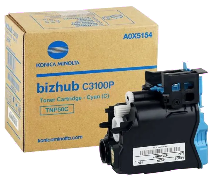 Konica-Minolta A0X5454 Toner Original Cyan Minolta TN50C, pentru Bizhub C3100P, 039281060366