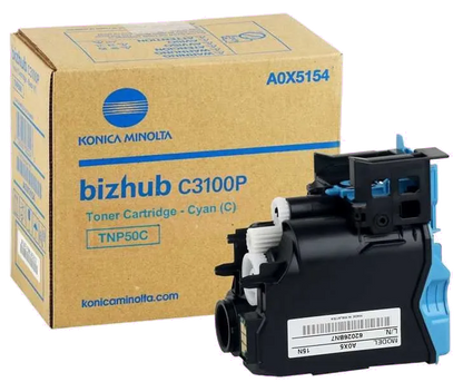 Konica-Minolta A0X5454 Toner Original Cyan Minolta TN50C, pentru Bizhub C3100P, 039281060366