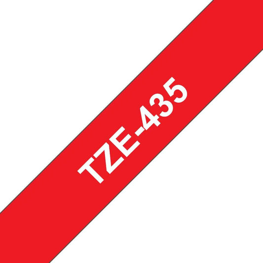Brother TZE435 Brother Banda laminata TZe-435 12mm 8m alb pe rosu 4977766686297