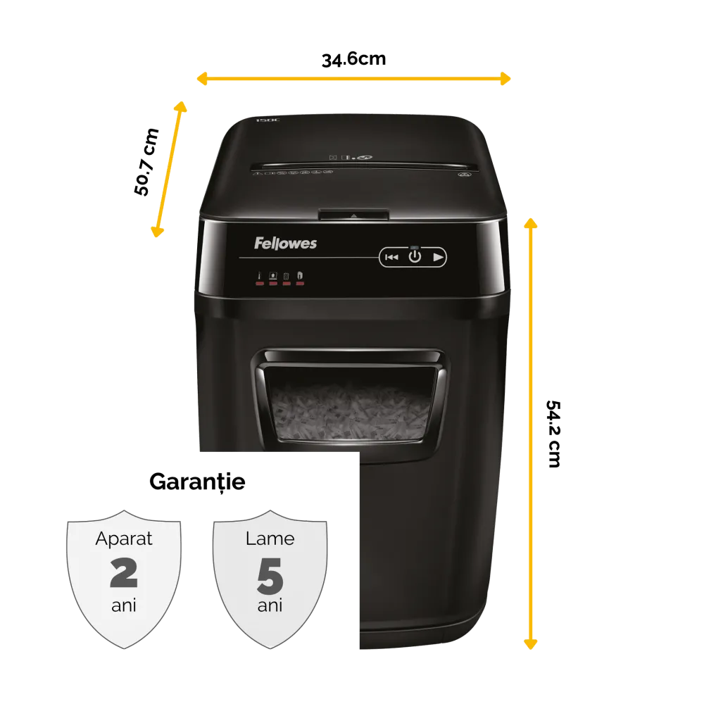 Fellowes 4680102-99 Automax 150c distrugator de documente ADF 150 coli + 8 coli, P-4, CD/DVD, 0043859683741 10043859683748 50043859683746