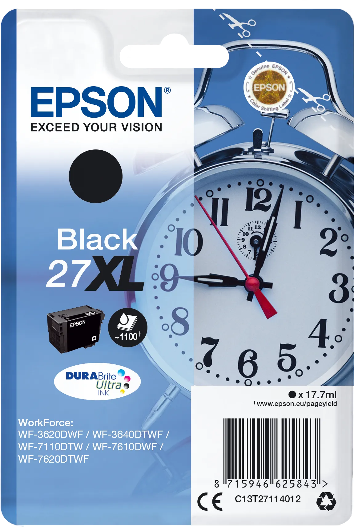 Epson C13T27114012 Cartus cerneala 27XL negru, high capacity pt WF7110 / WF7610 1100 pag, 8715946625843