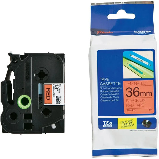 Brother TZE461 Brother Banda laminata TZe-461 36mm 8m negru pe rosu 4977766686389