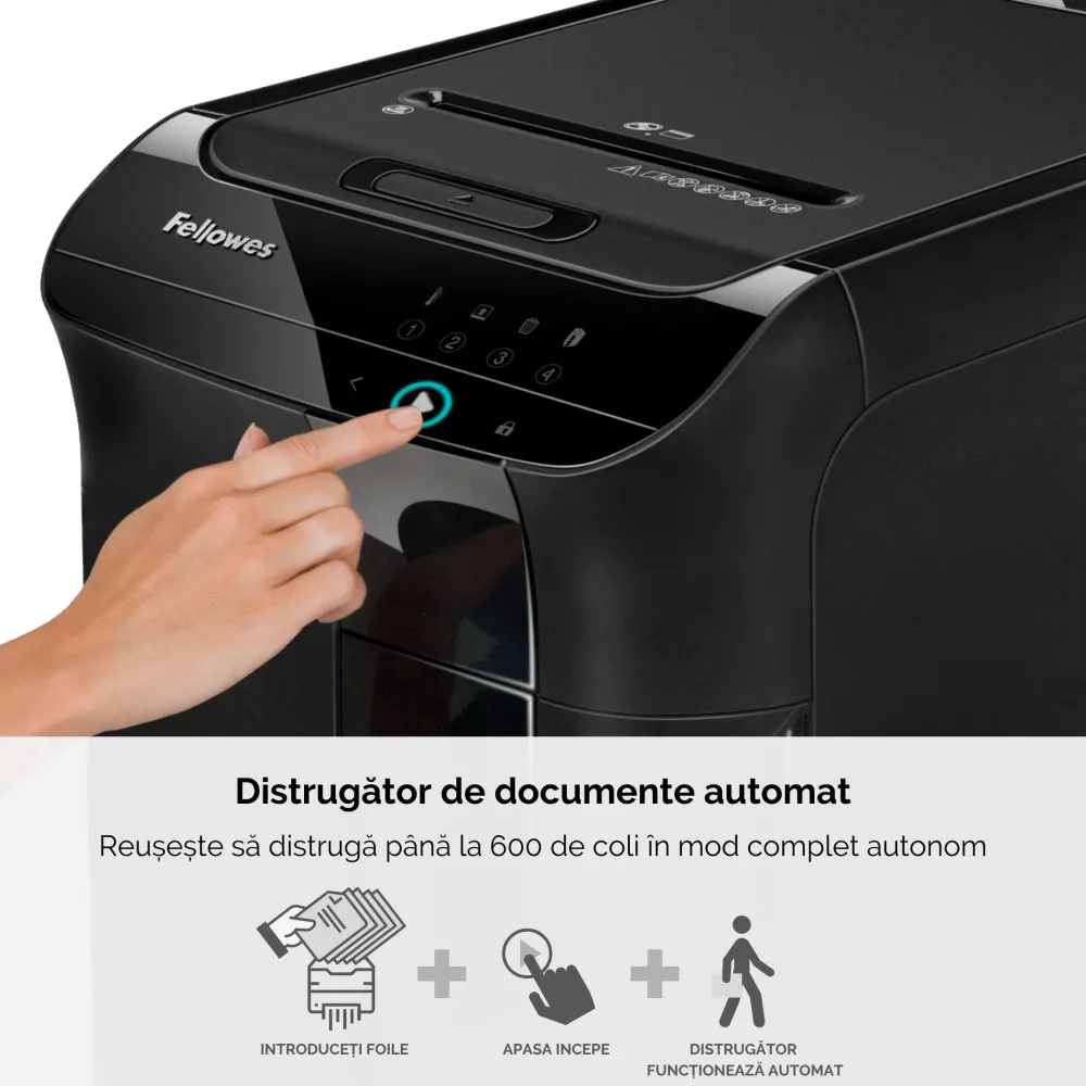 Fellowes 4657401 Automax 600M distrugator de documente 600/14 coli, ADF, MicroCut, 50043859747714 43859747719