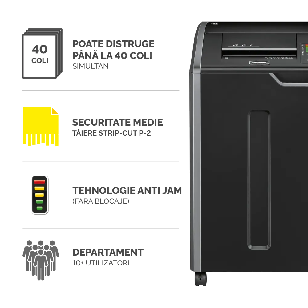 Fellowes 4698501 Powershred 425i distrugator documente A3 in fasii 40 coli