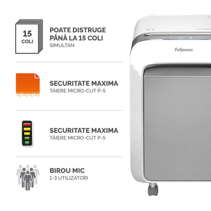 Fellowes 5050301 Powershred LX211 alb distrugator de documente in microparticule 15 coli, P-5, 50043859751544