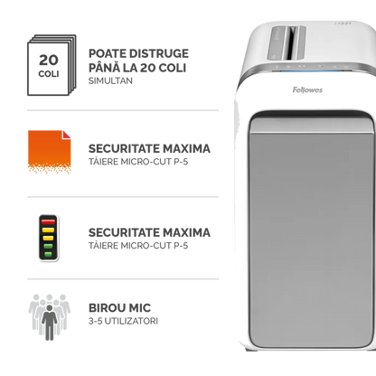 Fellowes 5050501 Powershred LX221 alb distrugator de documente microparticule 20 coli P-5, 50043859751568
