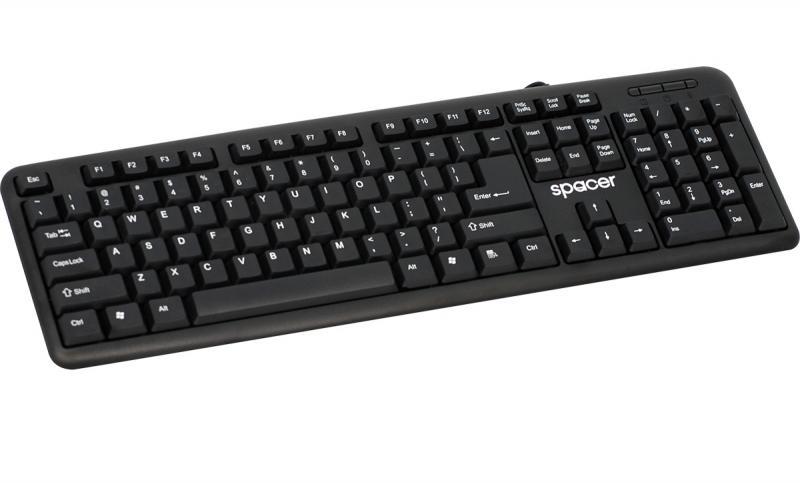 Spacer SPKB-520 TASTATURA USB, 104 taste, anti-spill, black, 5949046600728