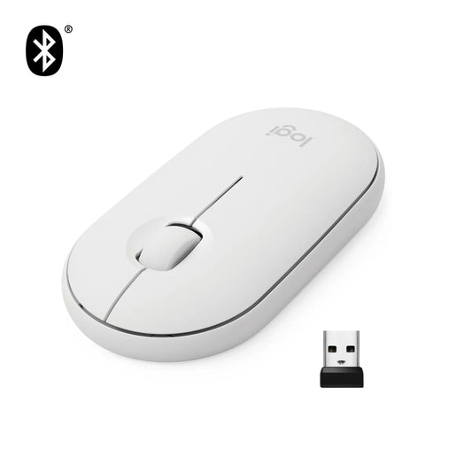 Logitech 910-005716 Logitech Pebble M350 Wireless/Bluetooth Mouse, Silent, Slim, Off-White 5099206085657