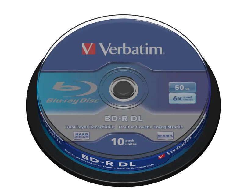 Verbatim 43746 Set 10 BluRay BD-R Dual Layer, 6x, 50GB, White-Blue Surface, 023942437468