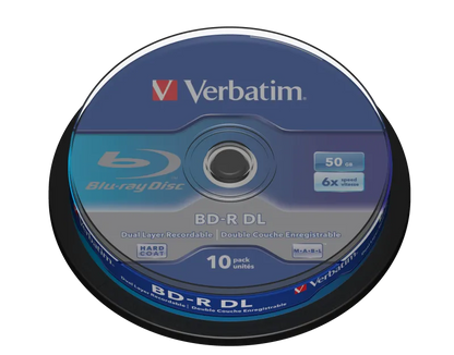 Verbatim 43746 Set 10 BluRay BD-R Dual Layer, 6x, 50GB, White-Blue Surface, 023942437468