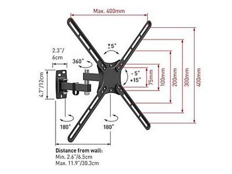 Barkan E3423 Suport perete Full Motion TV Wall Mount 13"-58", maxim 400x400mm, max 25Kg, 7290076183803 7290016783803