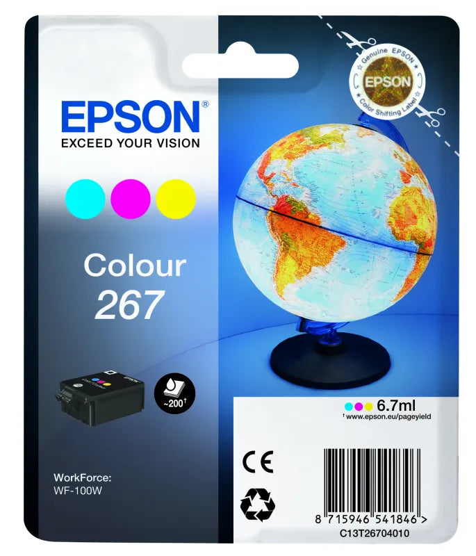 Epson C13T26704010 No. 267, rezerva cerneala tricolor WF-100W, 200 pagini, 8715946541846