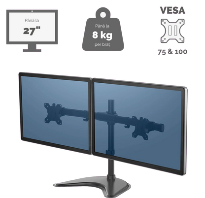 Fellowes 8043701 Professional Series Freestanding Dual Horizontal Monitor Arm, 043859728008