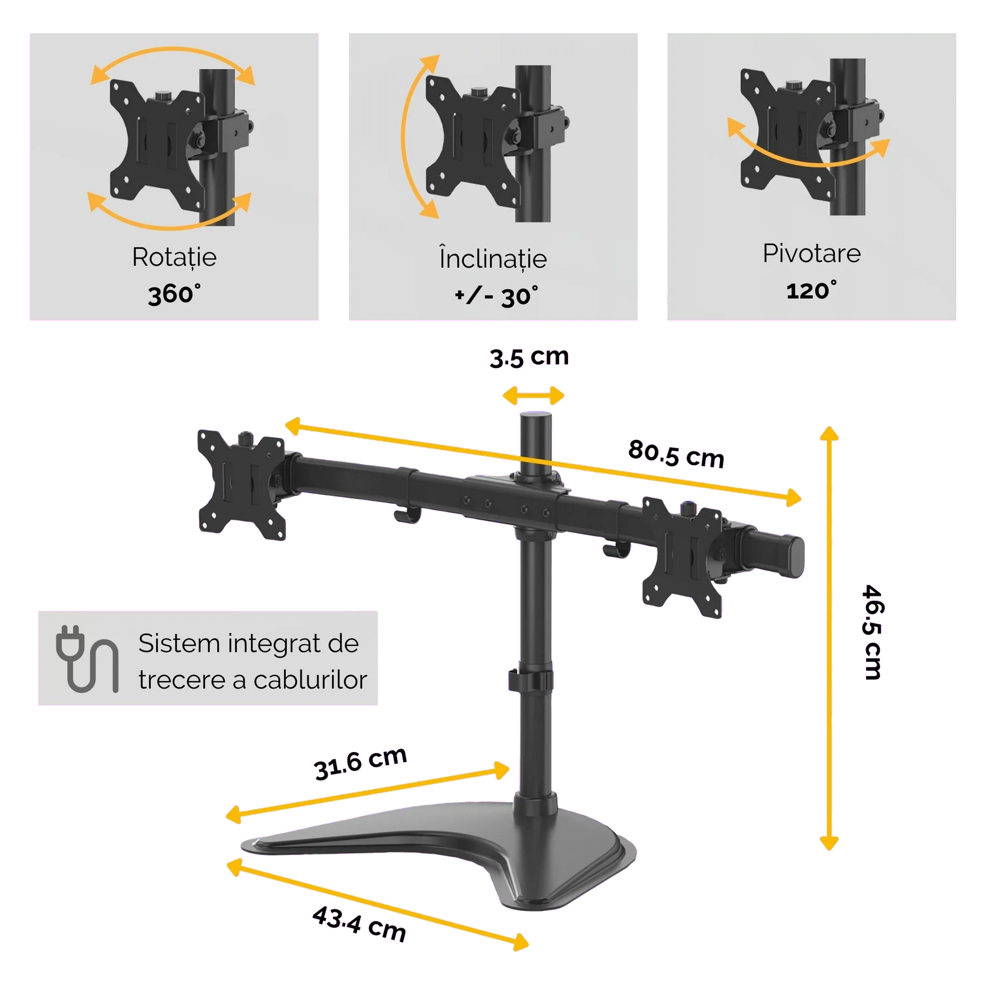 Fellowes 8043701 Professional Series Freestanding Dual Horizontal Monitor Arm, 043859728008