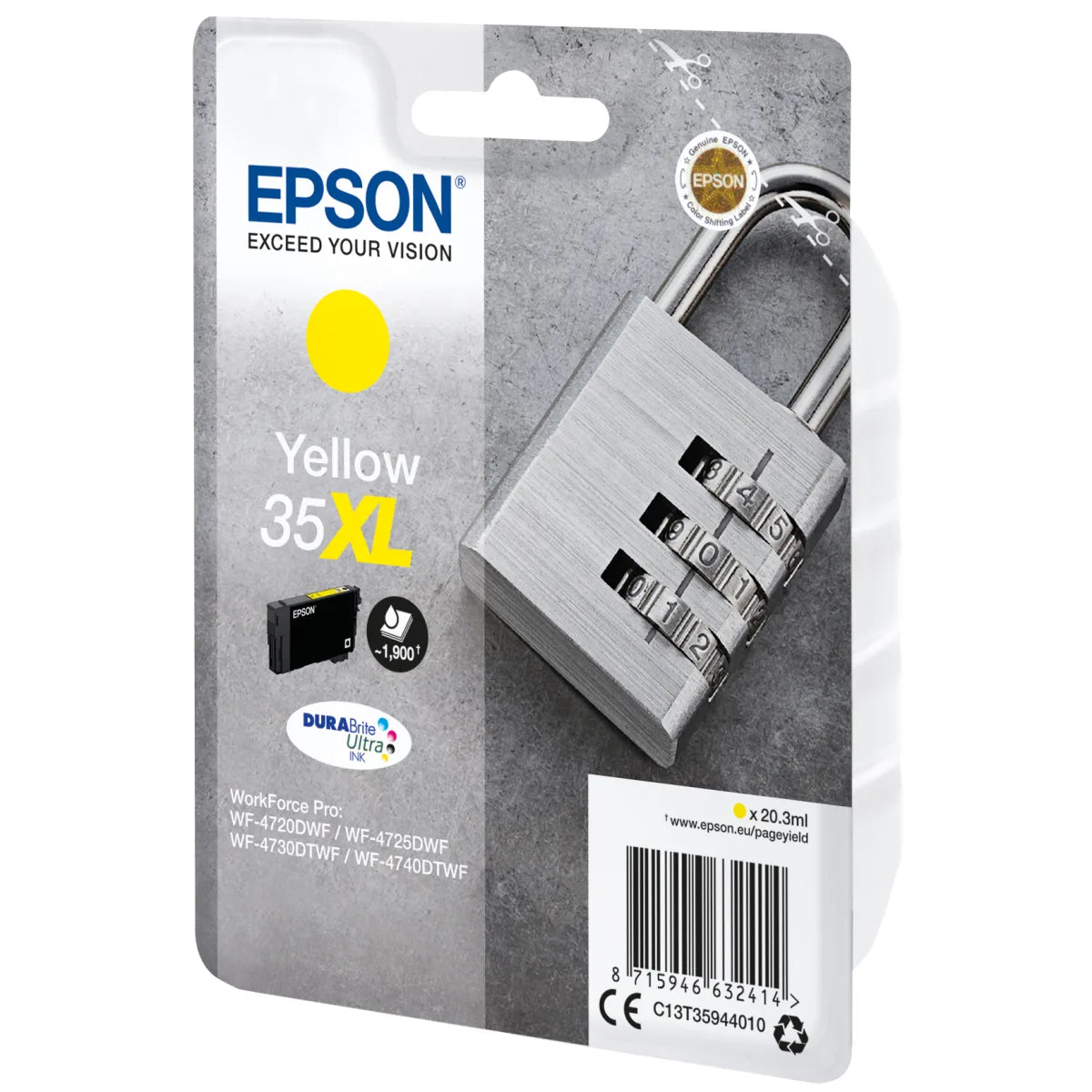 Epson C13T35944010 Epson C13T35944010 Cartus cerneala original yellow No. 35XL pentru WF-4720 / 4725 / 47 8715946632414