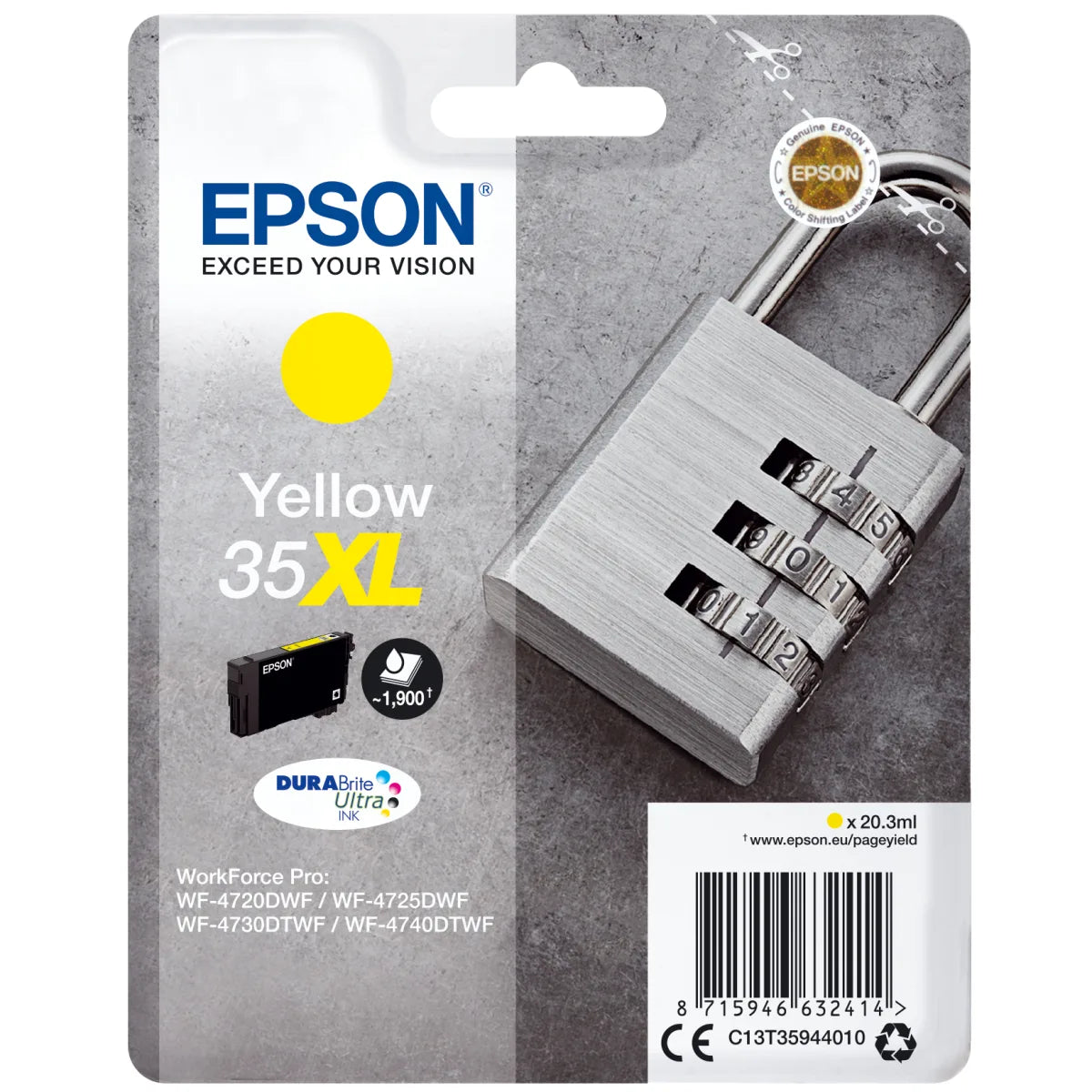 Epson C13T35944010 Epson C13T35944010 Cartus cerneala original yellow No. 35XL pentru WF-4720 / 4725 / 47 8715946632414