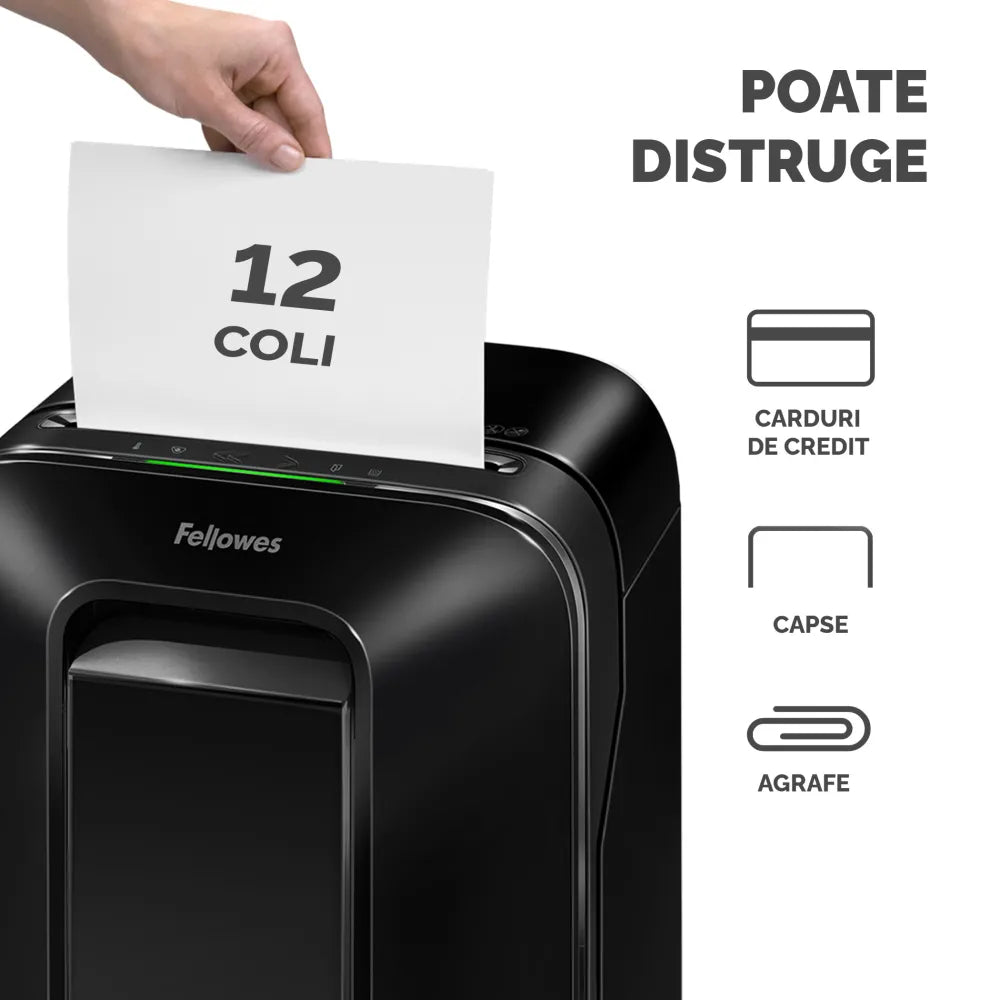 Fellowes 5050001 Powershred LX201 negru, distrugator de documente in microparticule 12 coli P-5, 50043859751513