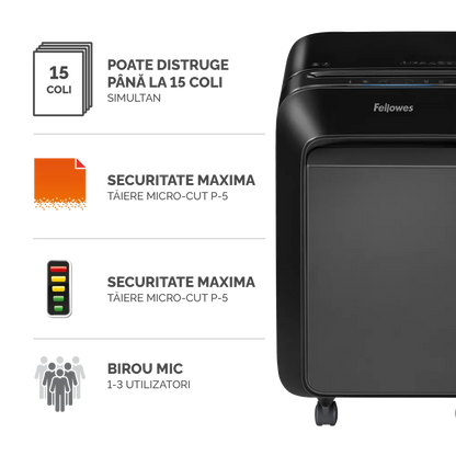 Fellowes 5050201 Powershred LX211 negru distrugator de documente in microparticule 15 coli, P-5, 50043859751537