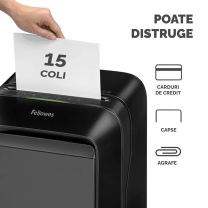 Fellowes 5050201 Powershred LX211 negru distrugator de documente in microparticule 15 coli, P-5, 50043859751537