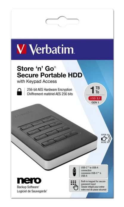 Verbatim 53403 Store n Go Secure HDD portabil 2TB 2.5inch USB 3.1 AES 256bit, 23942534037